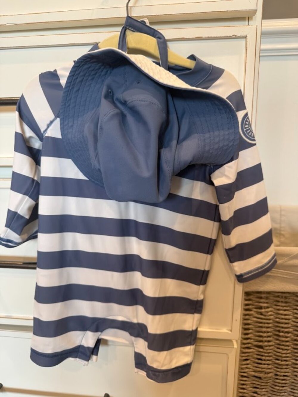 Baby Gap Blue Striped Rashguard with Matching Hat | 6-12M